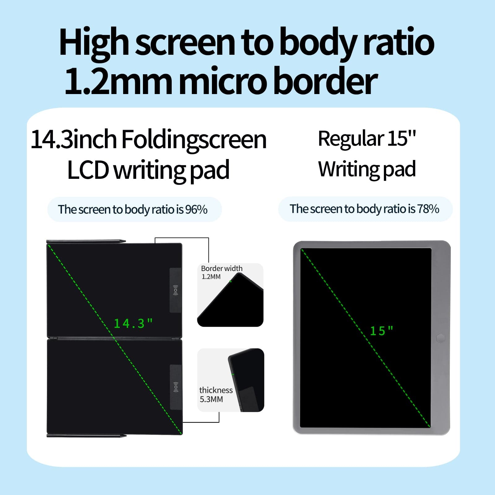 WinBridge Foldable LCD Writing Tablet with Dual Screen  - Reusable Notebook 14.3" Erasable Digital Notepad Electronic Writing Drawing Pad with Stylus for Kids, Adults, Office, Home, School