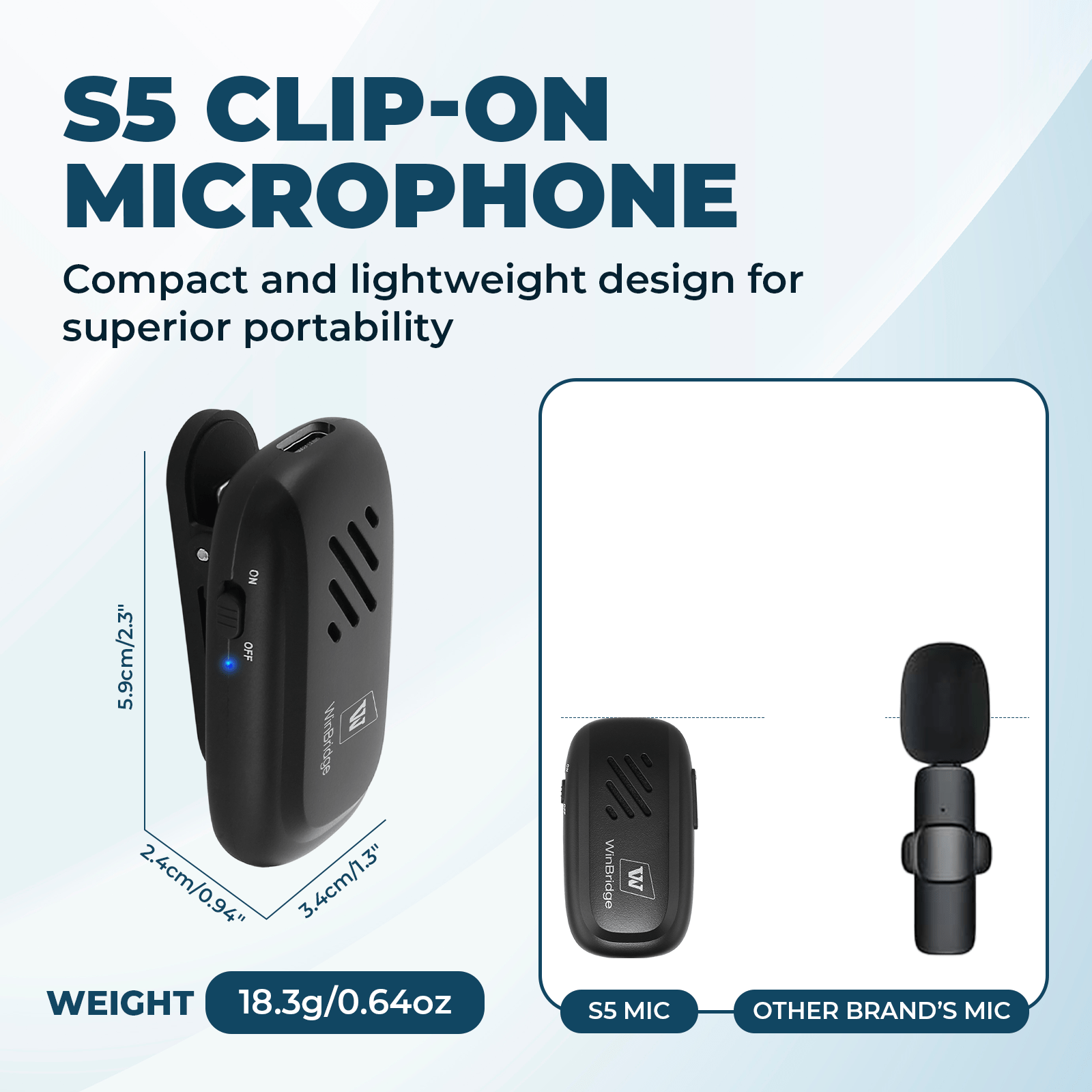 WinBridge WB005 Wireles Voice Amplifier with Bluetooth Lavalier Lapel Microphone for Teachers,15W Portable Speaker and Wireless Clip On Microphone System, Mini Megaphone Speaker Mic Set 2600mAh