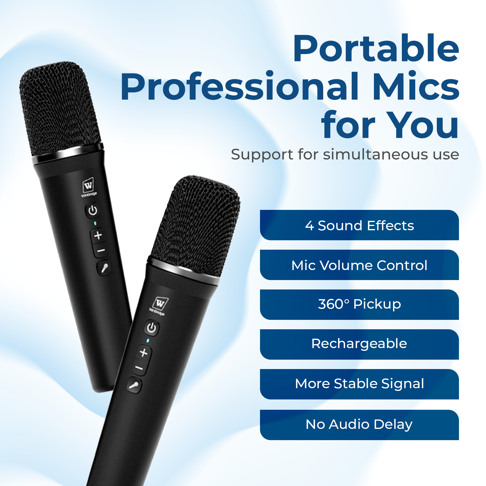 WinBridge S99 100W Powerful Wireless Voice Amplifier with Two Handheld  Microphones for Teachers,Portable PA System with Sound Effects, Karaoke Speaker and Mic System Support Guitar Play