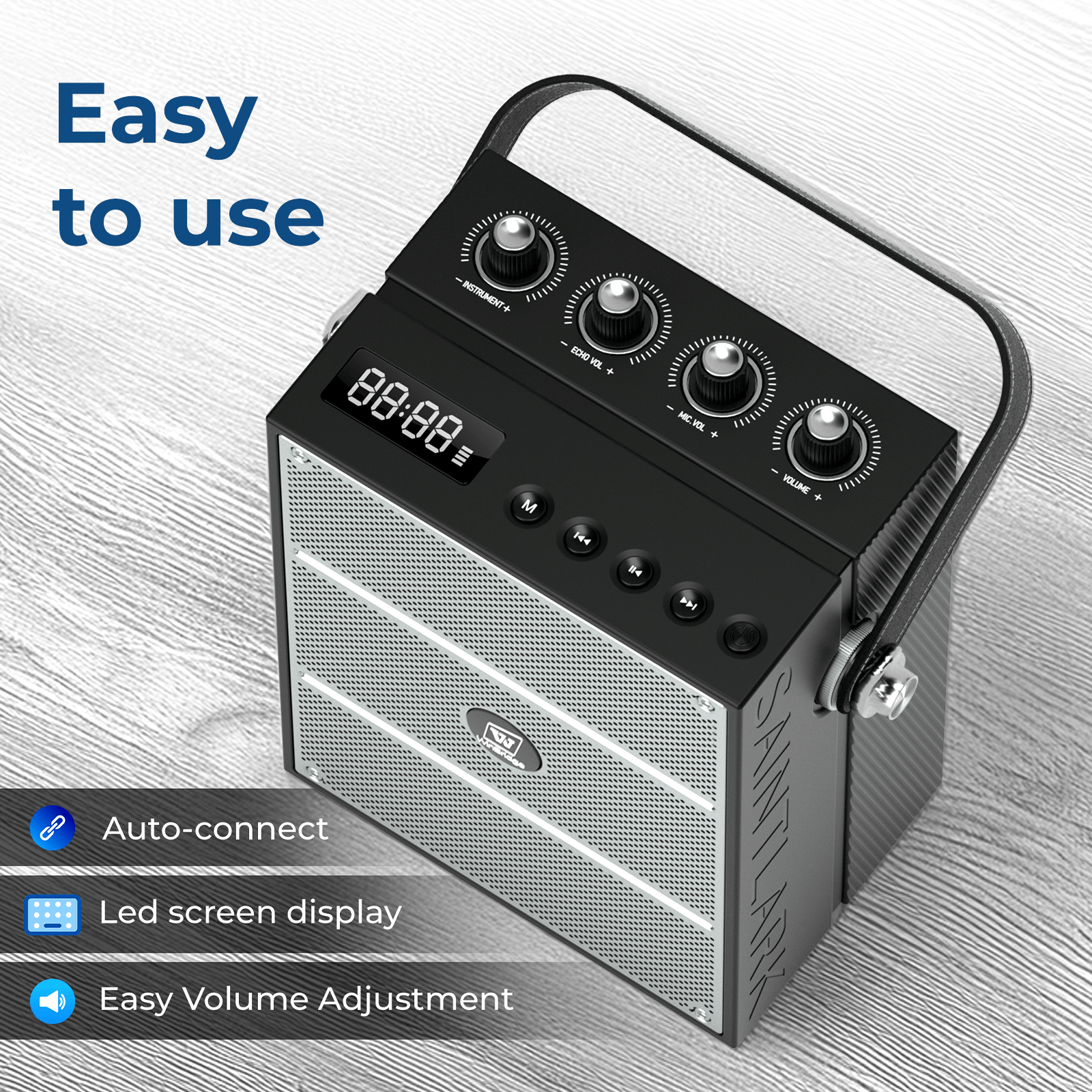 WinBridge S99 100W Powerful Wireless Voice Amplifier with Two Handheld  Microphones for Teachers,Portable PA System with Sound Effects, Karaoke Speaker and Mic System Support Guitar Play