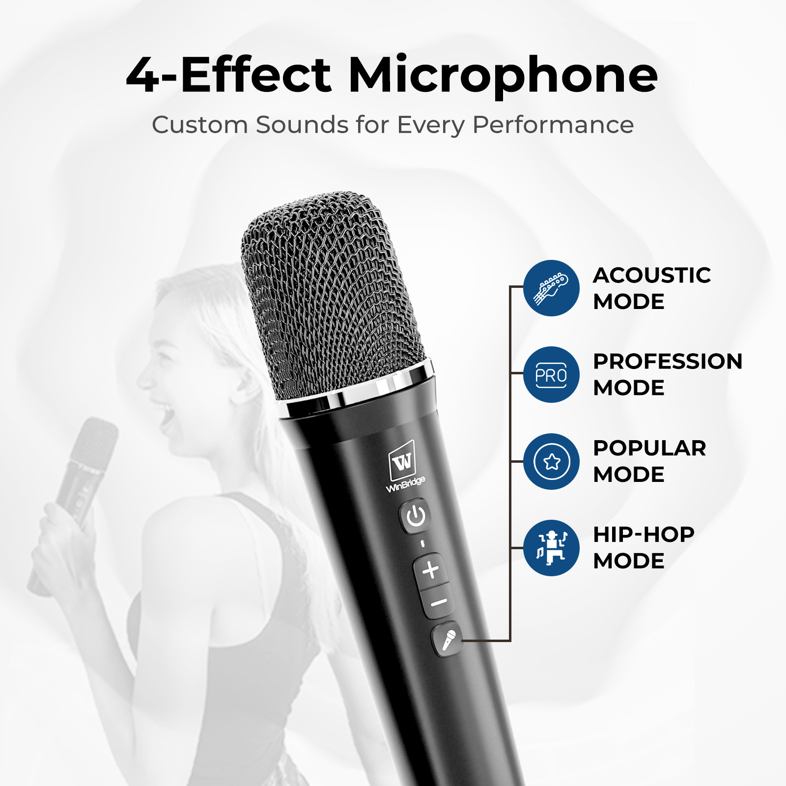 WinBridge S100 Wireless Voice Amplifier with Handheld Microphone 70W Multifunctional Portable Bluetooth Pa System for Teachers,  Karaoke Speaker and Mic System Supports Guitar, Monitoring and Live